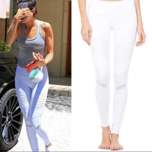 Alo Yoga  White Moto Leggings