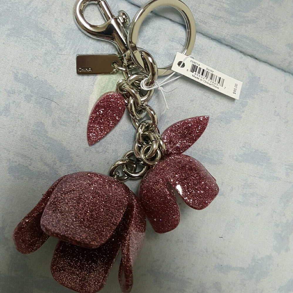 NWT Coach flower bag charm in strawberry