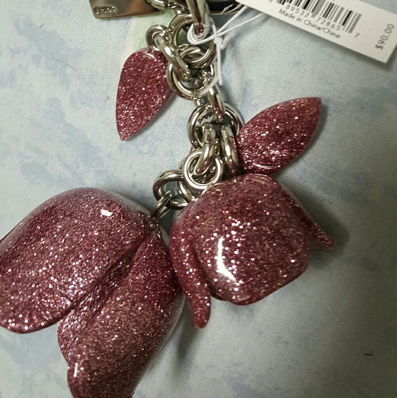 NWT Coach flower bag charm in strawberry - Picture 3 of 3