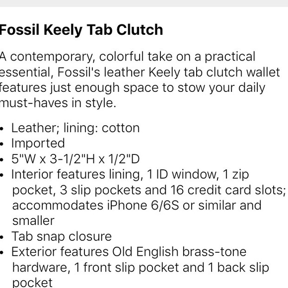 Last ONe Sold! NWT Fossil Keely Tab Wallet Clutch - Picture 3 of 6
