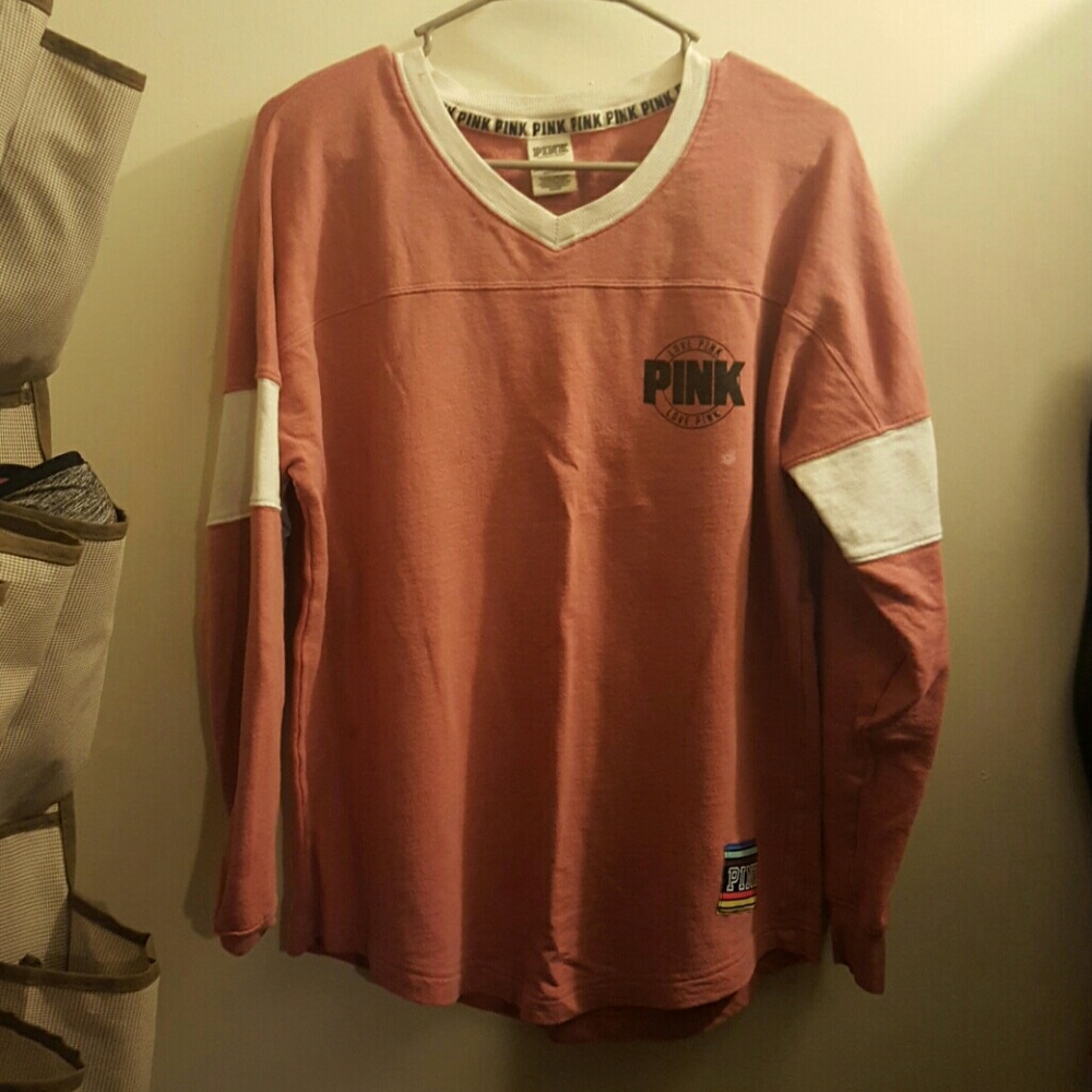 victorias secret pink long sleeve sweater white