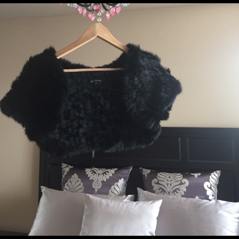 Luxurious rabbit fur crop jacket size M/L
