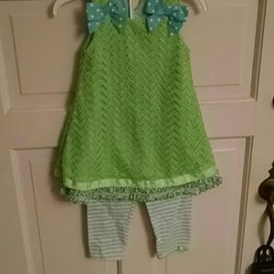 Baby blur and green polka dots and stripes