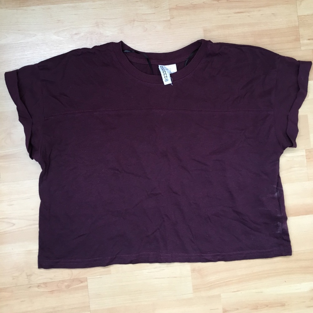 H&M Burgundy Crop Short Sleeve
