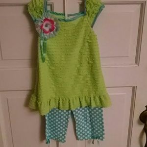 Green and blue outfit