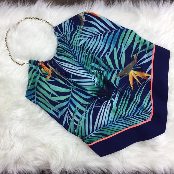 Express Chain Halter Tropical Top - Picture 3 of 7