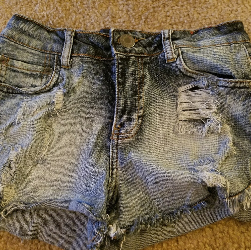 Ripped jean shorts