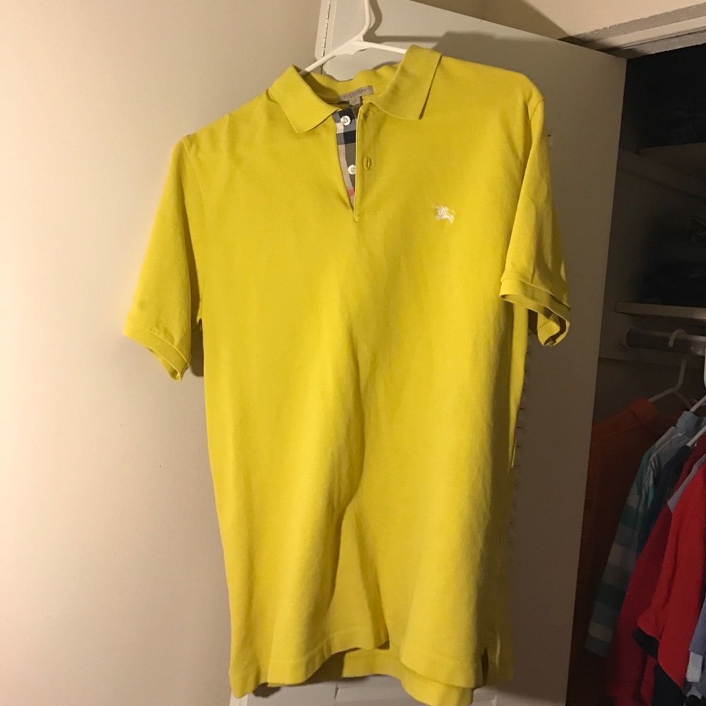 Men's Burberry Brit polo. Mustard Yellow.
