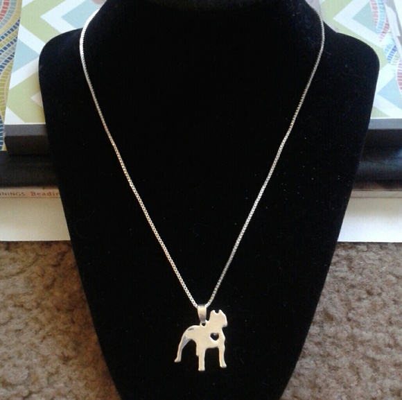 SALE New Dog w/Heart Silver-Plated Pend 18"-20" Nk - Picture 2 of 2
