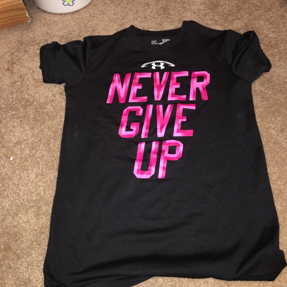 A girl under armor shirt