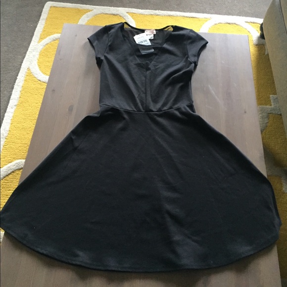 NWT Black Dress with Mesh "V" Front - Picture 1 of 6