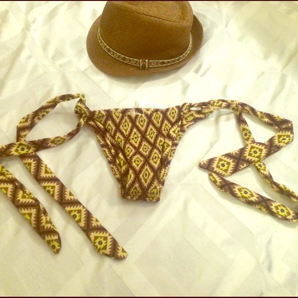 Aztec adorable tie boho boutique bikini bottom S