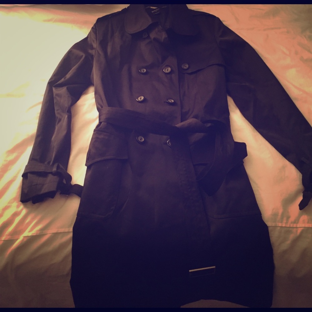 black trench coat DKNY