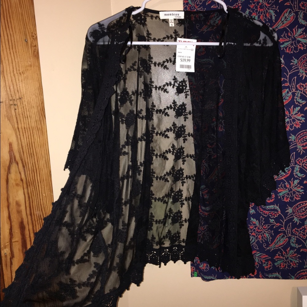 Lace short sleeve cardigan