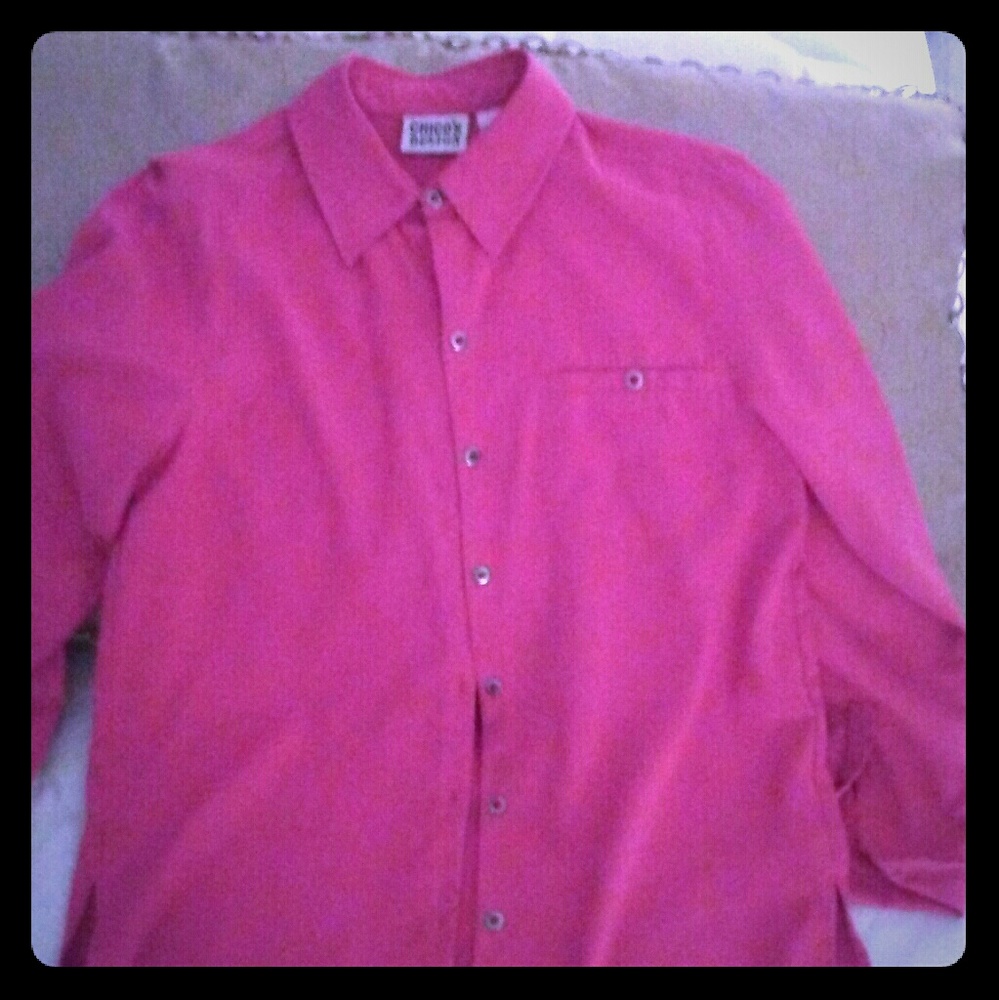 Chico's light faux suede button up top