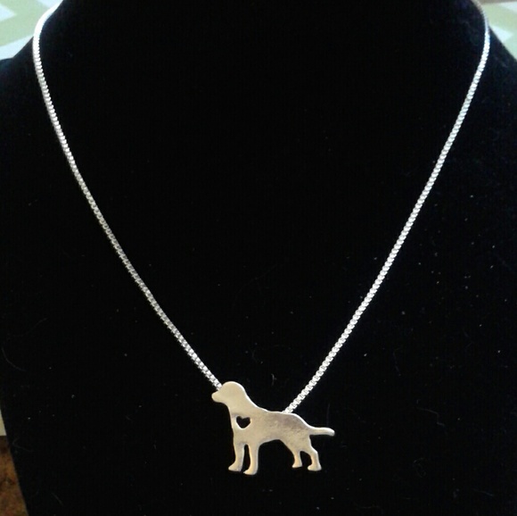 SALE New Dog w/Heart Silver-Plated Pend 18"-20" Nk - Picture 2 of 2