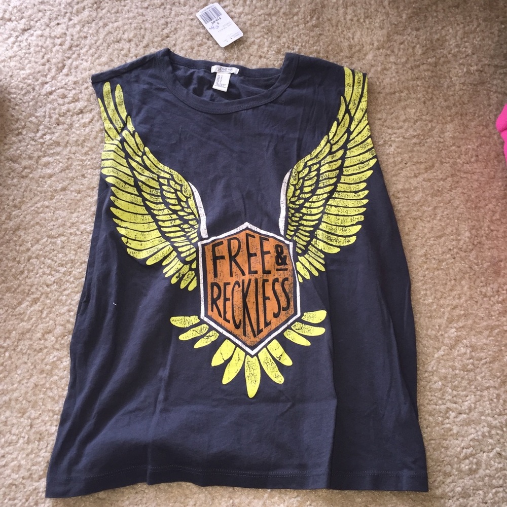 Forever 21 Wings Free&Reckless Exercise Slit Tee S