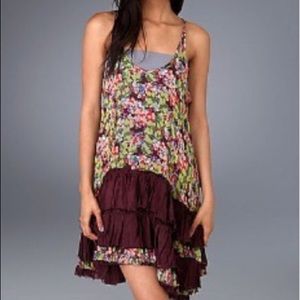 Free People Floral Print Ruffle Dress