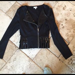 Leather accented jacket