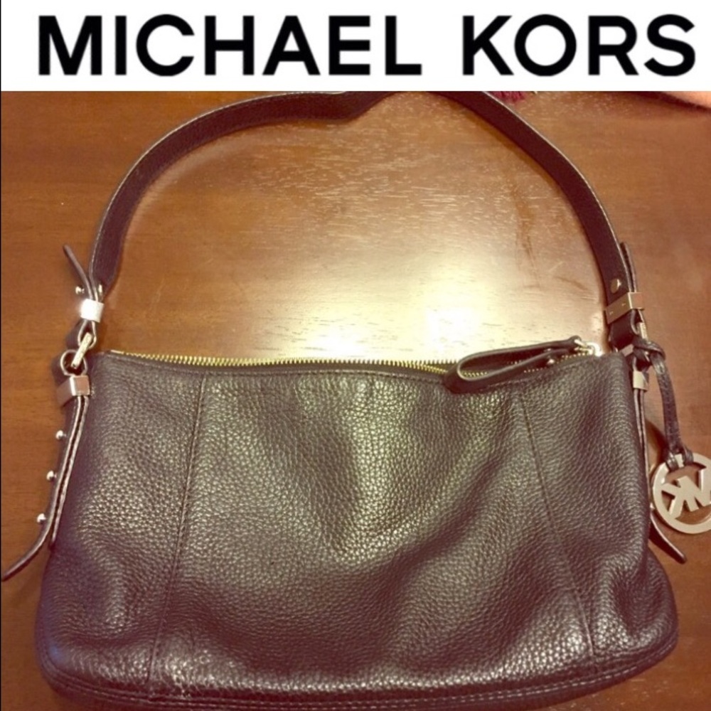 Michael Kors black leather small hobo bag