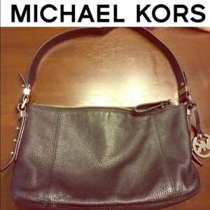 Michael Kors black leather small hobo bag