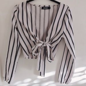 White and black blouse