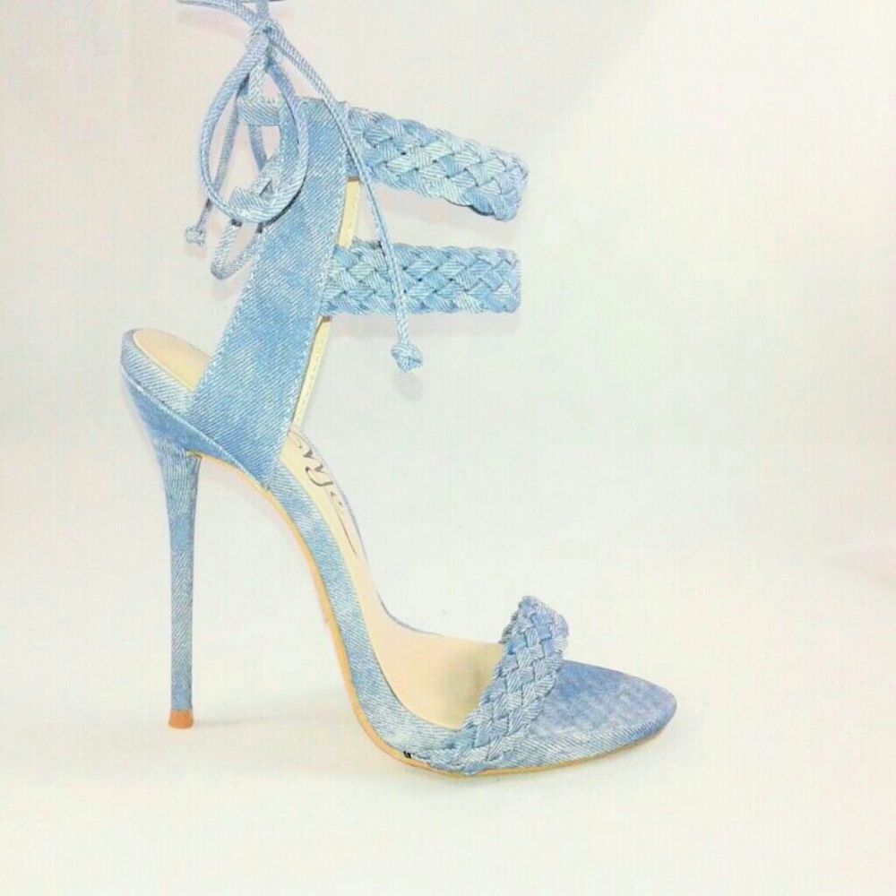 Denim stiletto heel