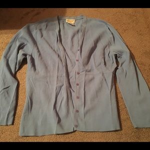 Talbots blue cardigan and matching shirt