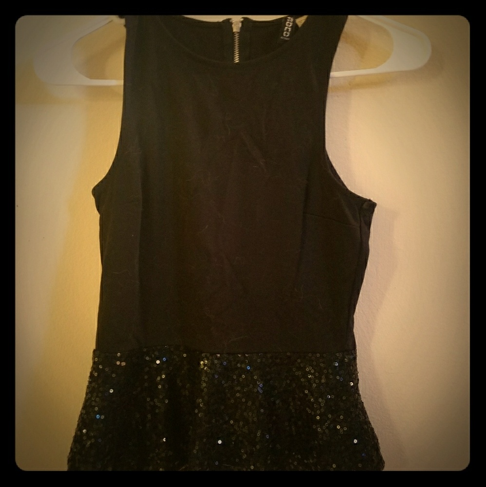 Peplum sequined tank top