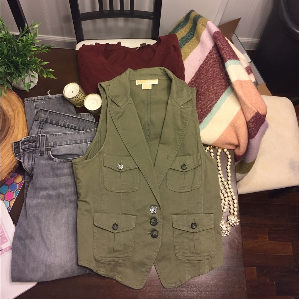 Michael Kors green utility vest