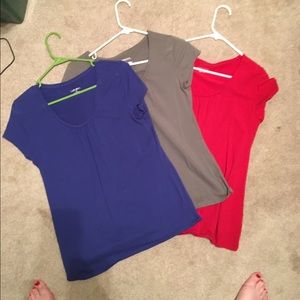 Set Of 3 large merona tees blue, grey and red. Set Of 3 large merona tees blue, grey and red.