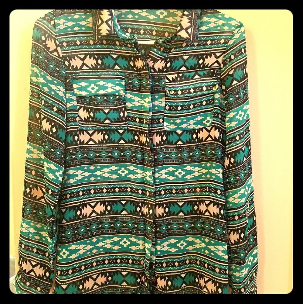 Sheer tribal print top