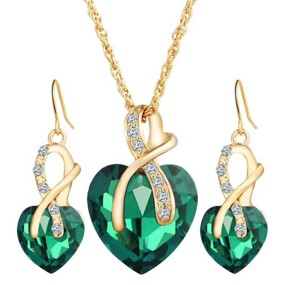 Gold Plated Heart Shaped Necklace & Earrings set