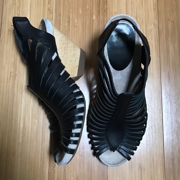 Camper Shoes - Leather Wedge Strappy Sandals - Camper Rachel