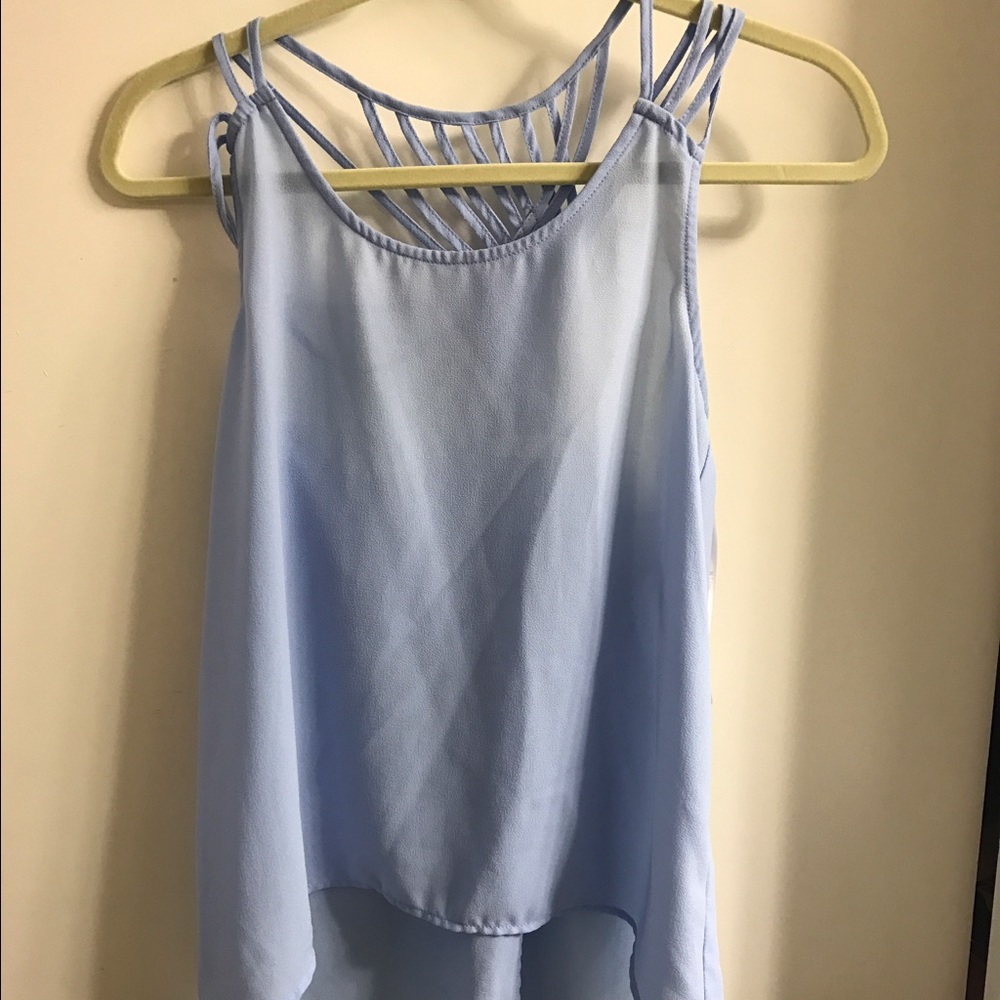 Sheer blue top