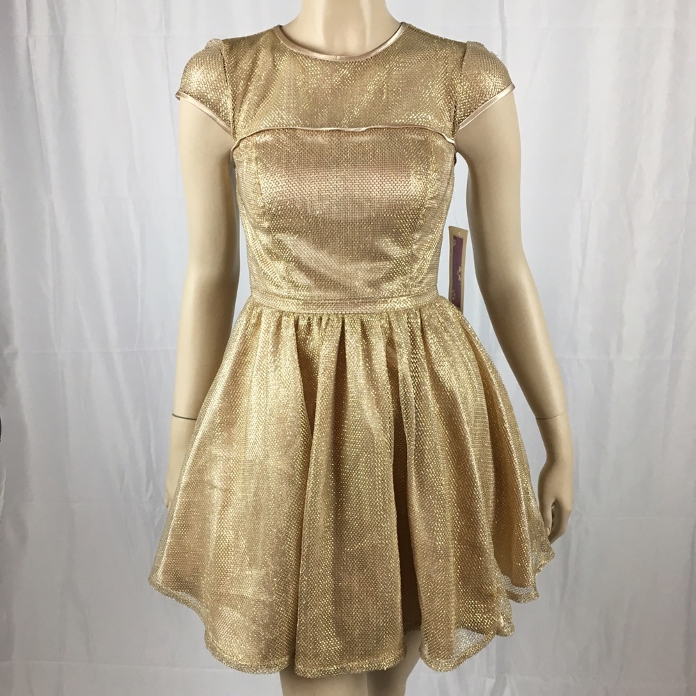 NWT Adrianna Papell Shimmering Gold Cocktail Dress