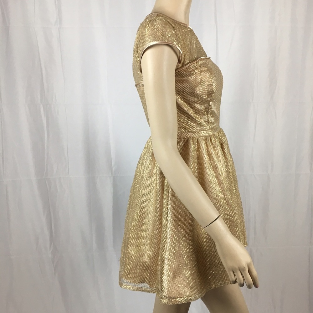 NWT Adrianna Papell Shimmering Gold Cocktail Dress - Picture 2 of 5