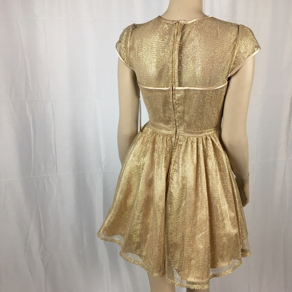 NWT Adrianna Papell Shimmering Gold Cocktail Dress - Picture 3 of 5