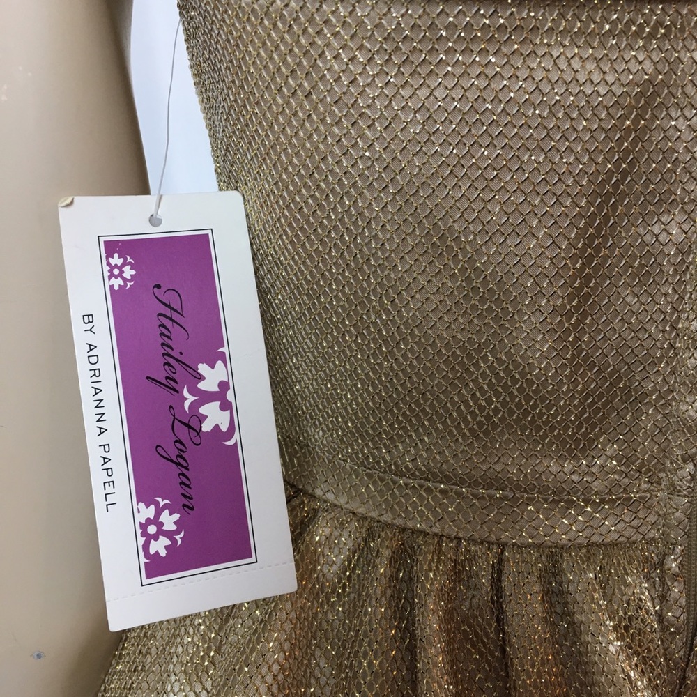 NWT Adrianna Papell Shimmering Gold Cocktail Dress - Picture 4 of 5