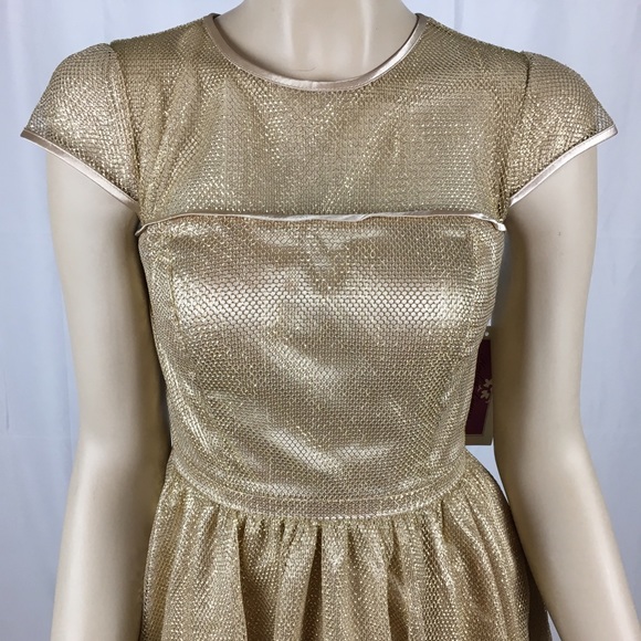 NWT Adrianna Papell Shimmering Gold Cocktail Dress - Picture 5 of 5