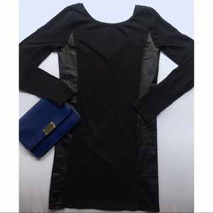 frenchi Faux Leather Panel Bodycon Dress