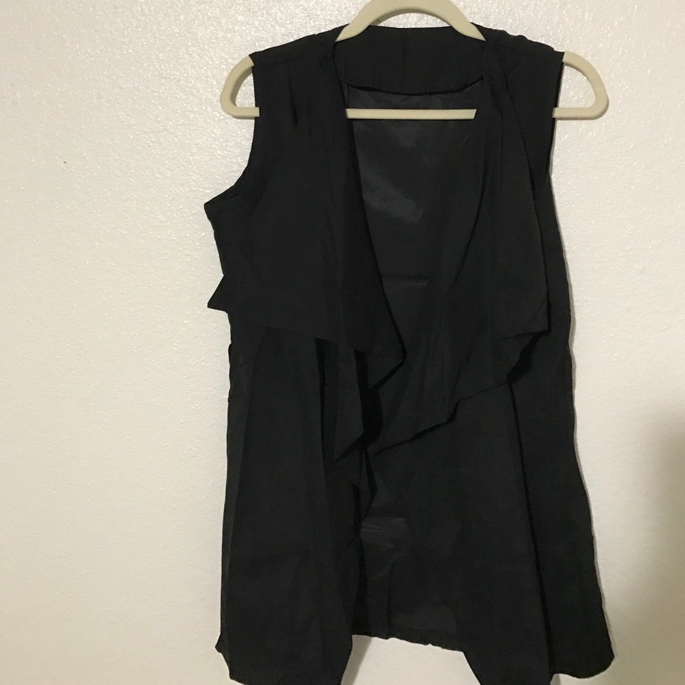 Black Open Waterfall Vest