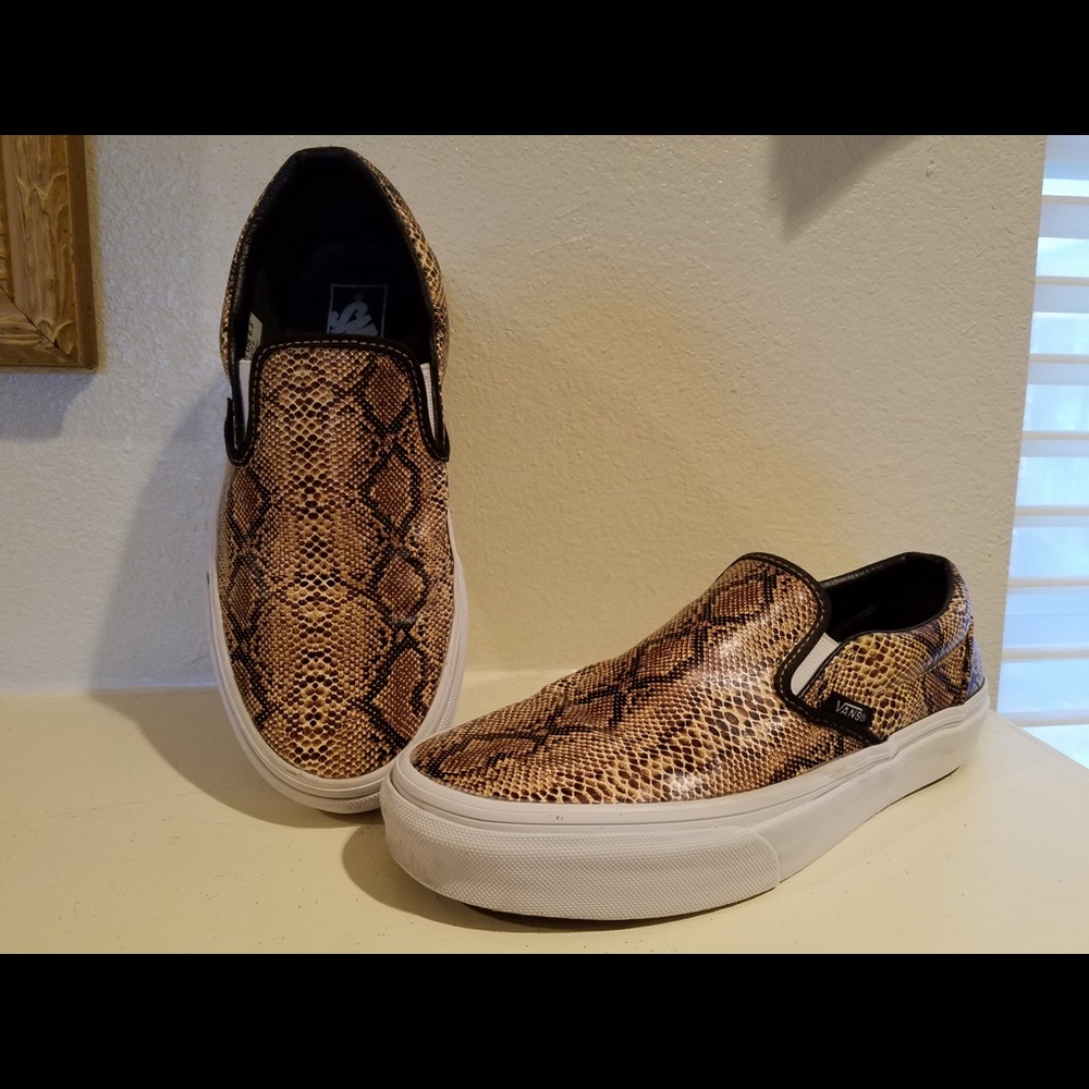 Vans Classic Slip-On (Leather/Snake) Gold 8