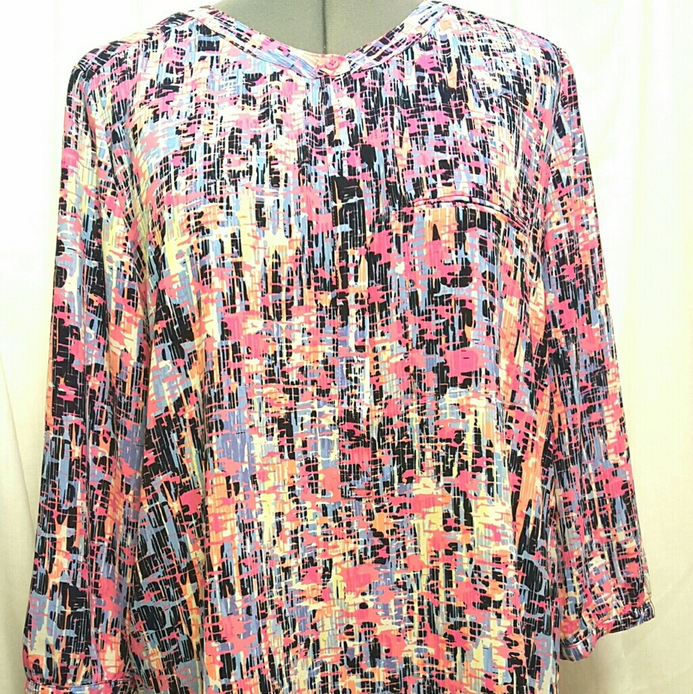 NYDJ Pink Rhapsody 3/4 Sleeve Shirt