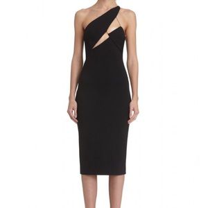 AQ/AQ Black Pembroke Structured Midi Dress