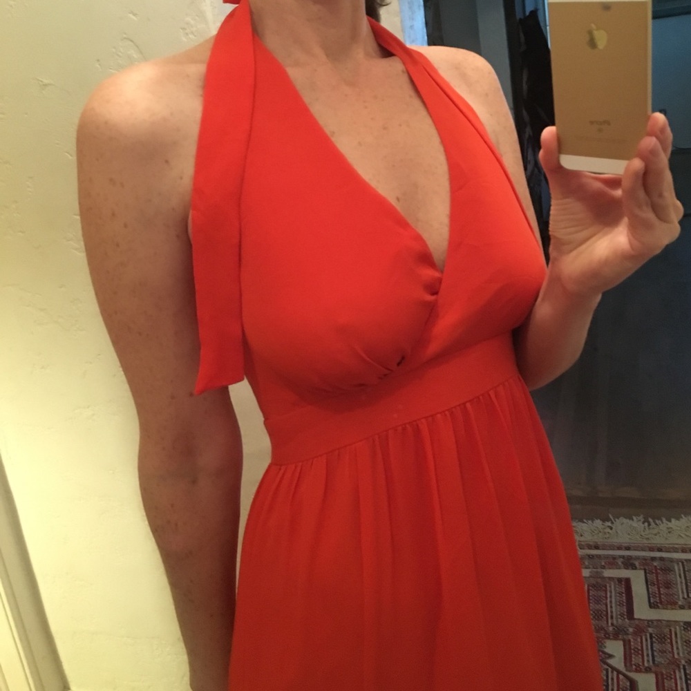 100% silk long maxi open back dress by Talbot's