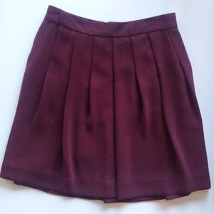 J. Crew burgundy silk pleated skirt, size 0