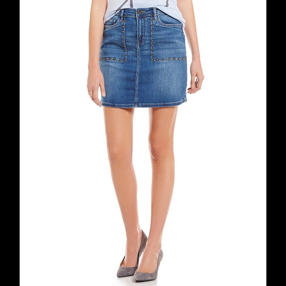 Calvin Klein Dresses & Skirts - Calvin Klein Studded Denim Mini Skirt Size 30"