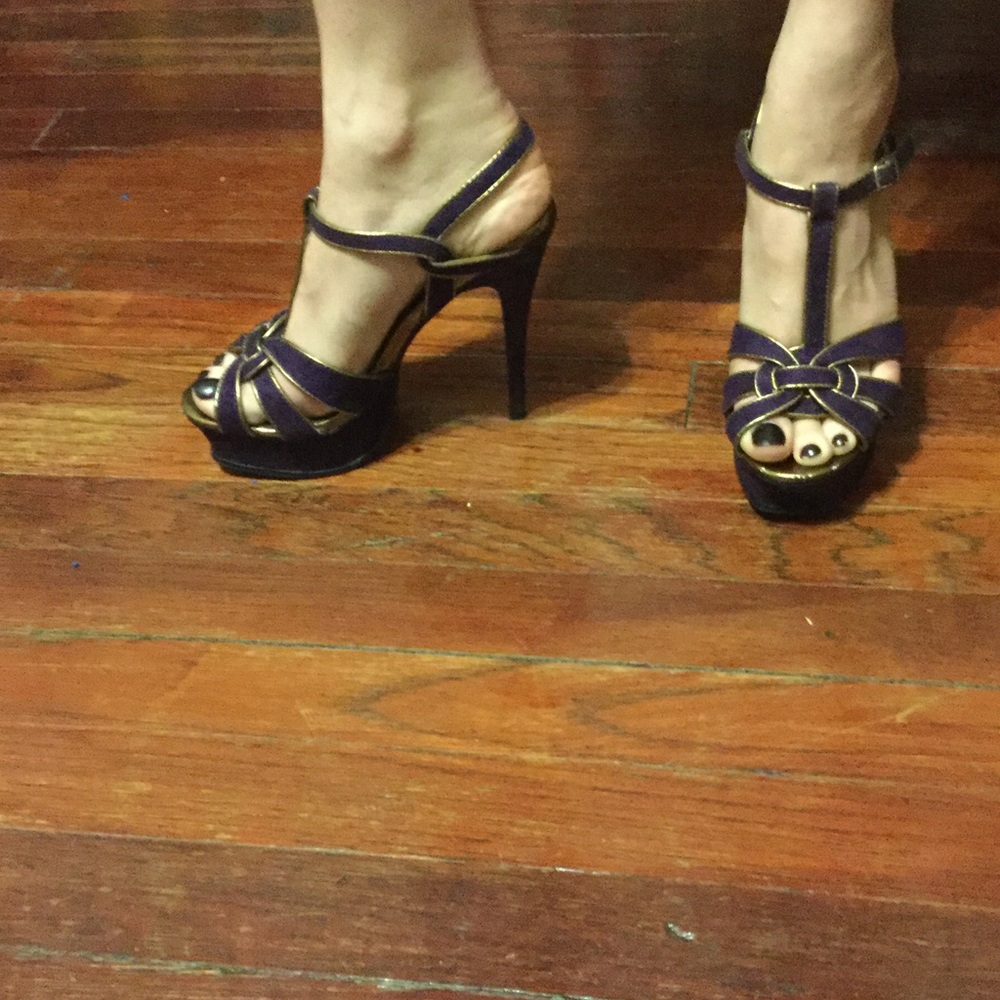 Purple Faux-Suede Platform Heels