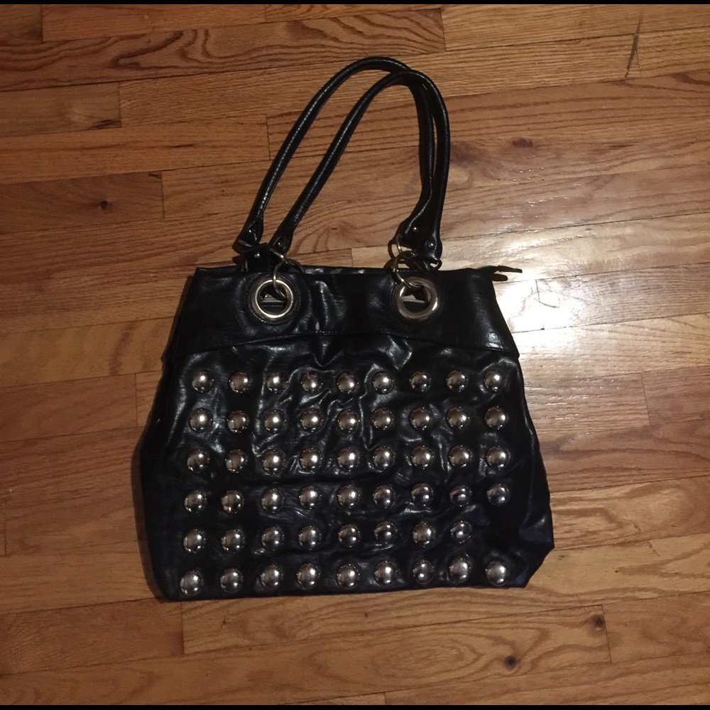 Black studded handbag